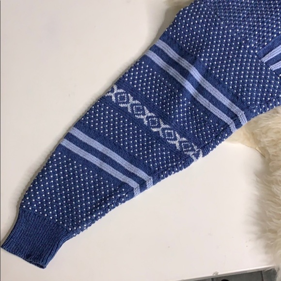 Vintage prides landing embroidered knit pullover blue textured sweater XL - Picture 7 of 10